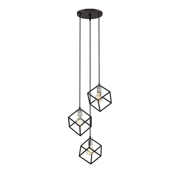 Z-Lite Vertical 3 Light Pendant, Matte Black 478-3MB-BN
